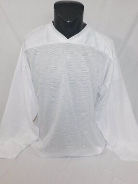 Athletic Knit Plain White Blank Warm Up practice Rec Hockey Jersey Mens M